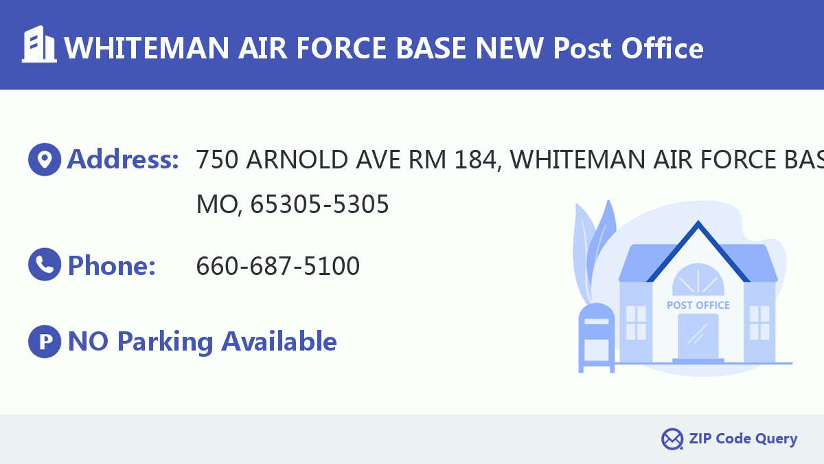 Post Office:WHITEMAN AIR FORCE BASE NEW